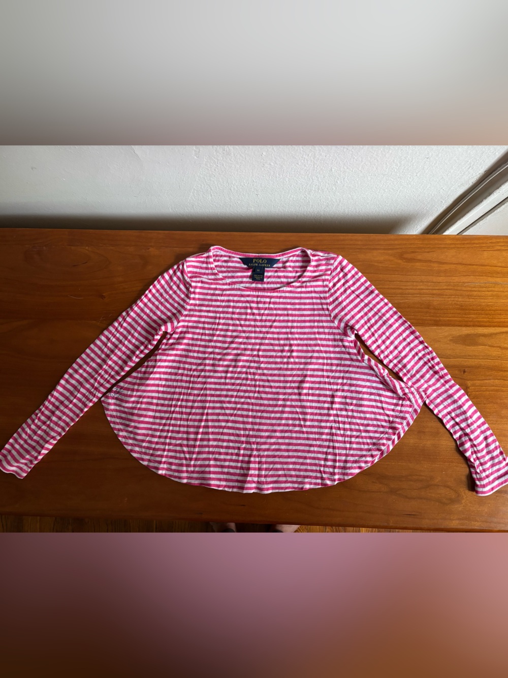 Ralph Lauren Pink & White Striped Long Sleeve Tee